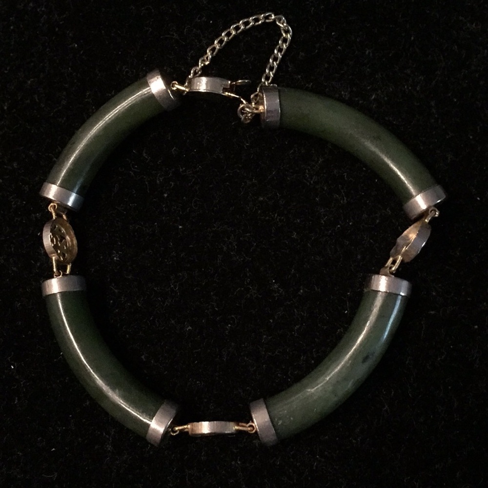 Vintage Chinese character jade bracelet
